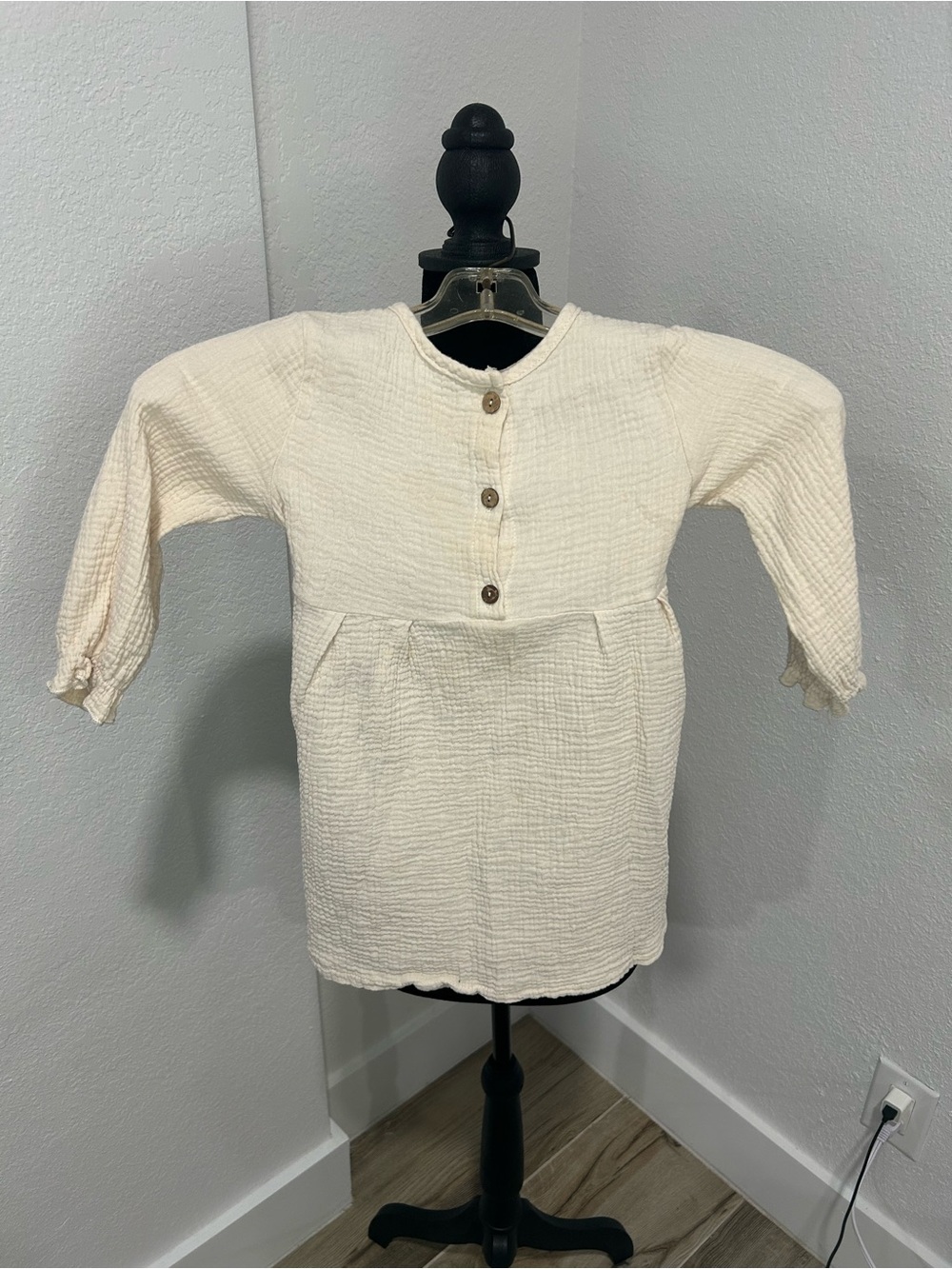 Amazon Kids Cream Long Sleeve Cotton Tunic Dress